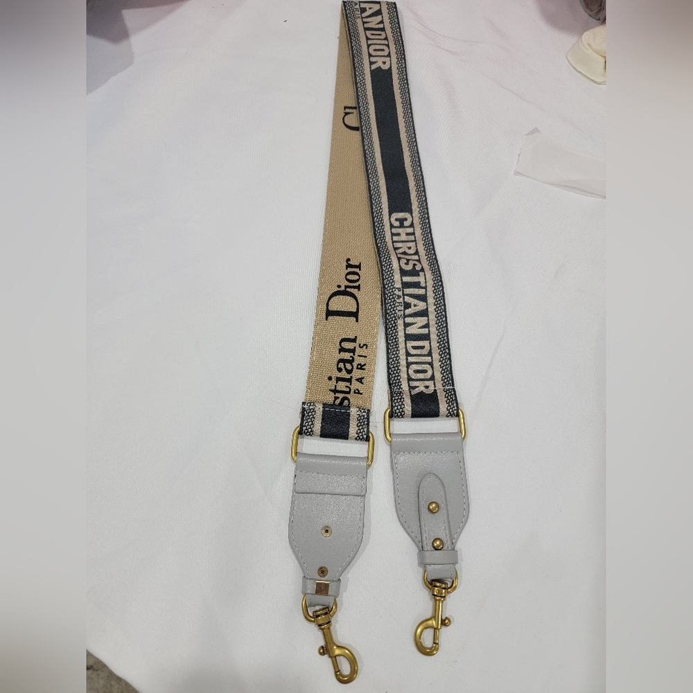 PRISTINE‎ Christian Dior Adjustable Embroidered Strap - Gray/Beige - 163.6g